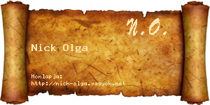 Nick Olga névjegykártya